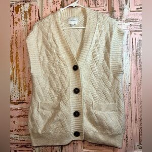 Pink Rose Cream Button-Up Cardigan